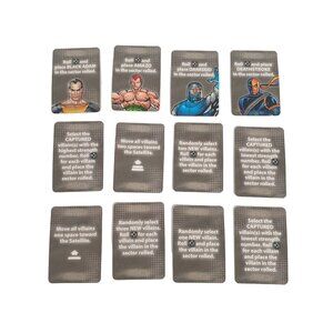Justice League Axis Of Villains Game Night 12 VILLAIN CARDS REPLACEMENT PARTS